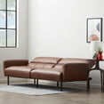 Mayview 82" Sofa Bed with Box Tufting and Removable Arms, Brown Faux