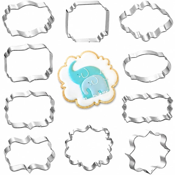 Cookie Cutters Variety Pack, Food Grade Stainless Steel Plaque Frame Cookie Cutters, Durable Shapes Metal Baking Molds, 10 Pcs DIY Fondant Pancake Cutters for Wedding, Home Daily Baking, Holiday and