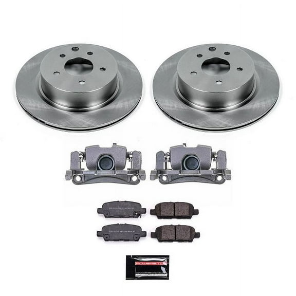 PowerStop Rear Stock Replacement Brake Pad and Rotor Kit with Calipers Fits: INFINITI Select Models KCOE8062C