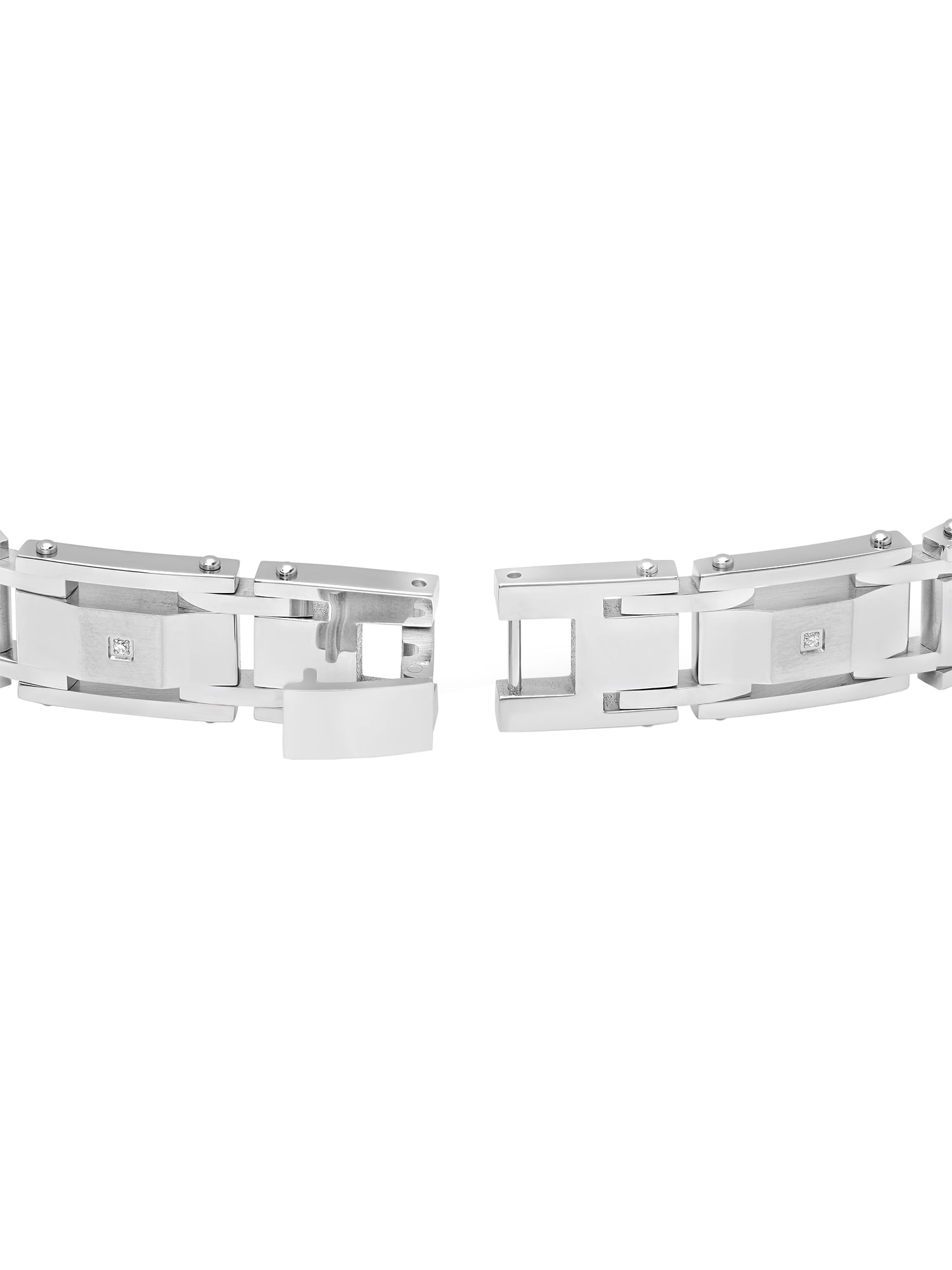 Men's Stainless Steel Diamond Accent Link Bracelet