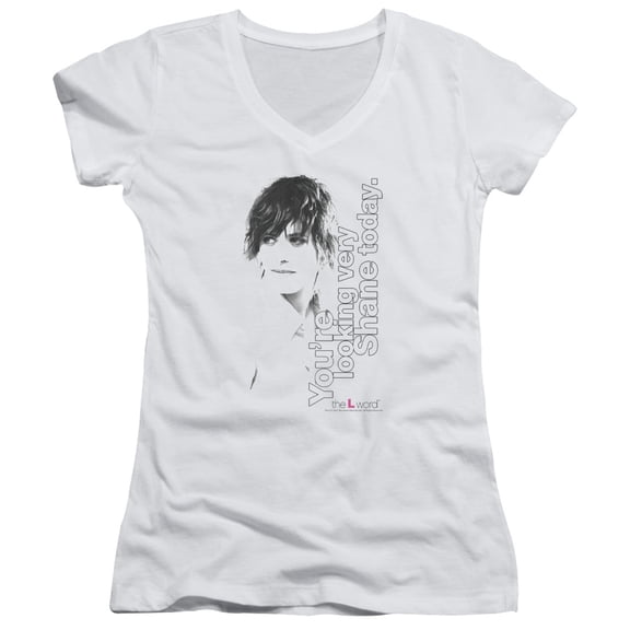 The L Word Looking Shane Today Junior Women's V-Neck T-Shirt White