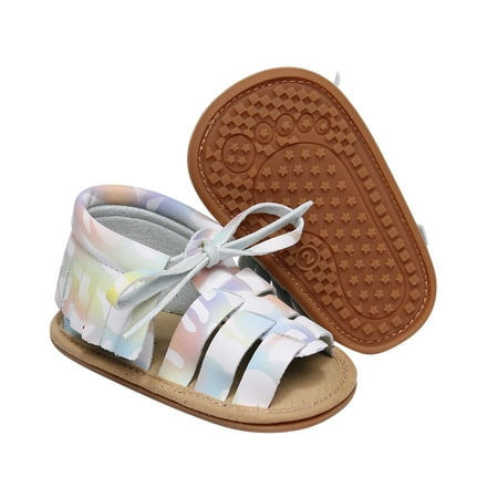 

Cathalem Flip Flops Girl Infant Boys Girls Open Toe Camouflage Tie Dye Tassels Shoes First Walkers Toddler Boys Wide Sandals White 3 Months
