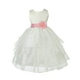 thumbnail image 2 of Ekidsbridal Girl Ceremonial Flower Girl Dress - Knee Length Ivory Organza with Tiebow 4613T-A (Size: S-12), 2 of 3