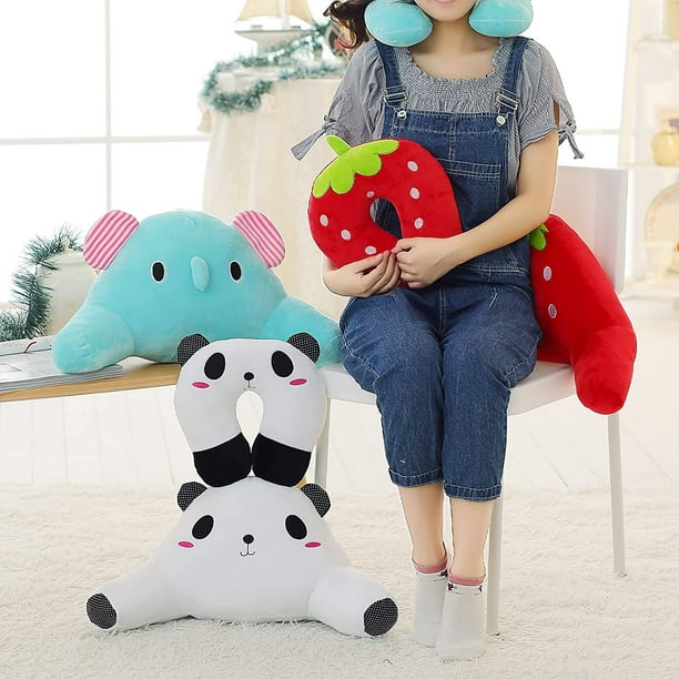 Cute Bed Rest Reading Pillow with U-Shaped Kids & Toddler Neck Pillow Set -  Plush Lumbar Pillows Waist Rest Cushion with Cartoon Animal Design, Bedrest  Pillow with Arms - Panda 