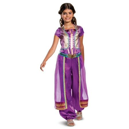 Girl's Jasmine Purple Classic Halloween Costume - Aladdin Live