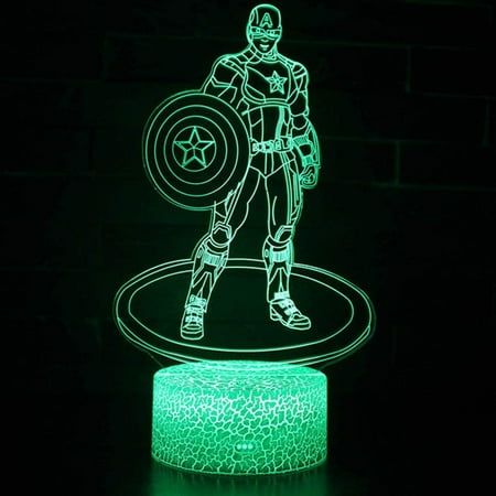 

QAQ-7 Color Changing Night Lamp 3D Atmosphere Bulbing Light 3D Visual Illusion LED Lamp for Kids Toy Christmas Birthday Gifts (Captain)**
