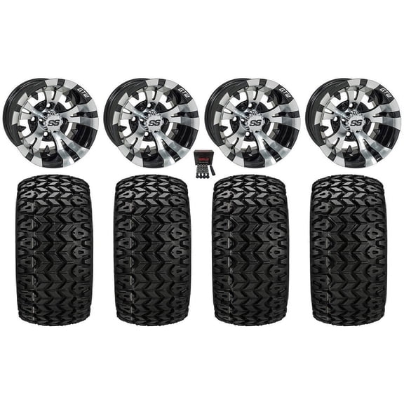 GTW Vampire 12" Golf Cart Wheels Black 23" Sierra Sport Tires E-Z-GO & Club Car