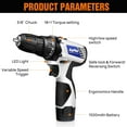 thumbnail image 2 of Dayplus 12V Li-ion Cordless Compact Drill Driver Set and Impact Driver Set W/ 1x Battery, 2 of 8
