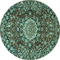 thumbnail image 1 of Ahgly Company Machine Washable Indoor Round Persian Turquoise Blue Traditional Area Rugs, 8' Round, 1 of 4