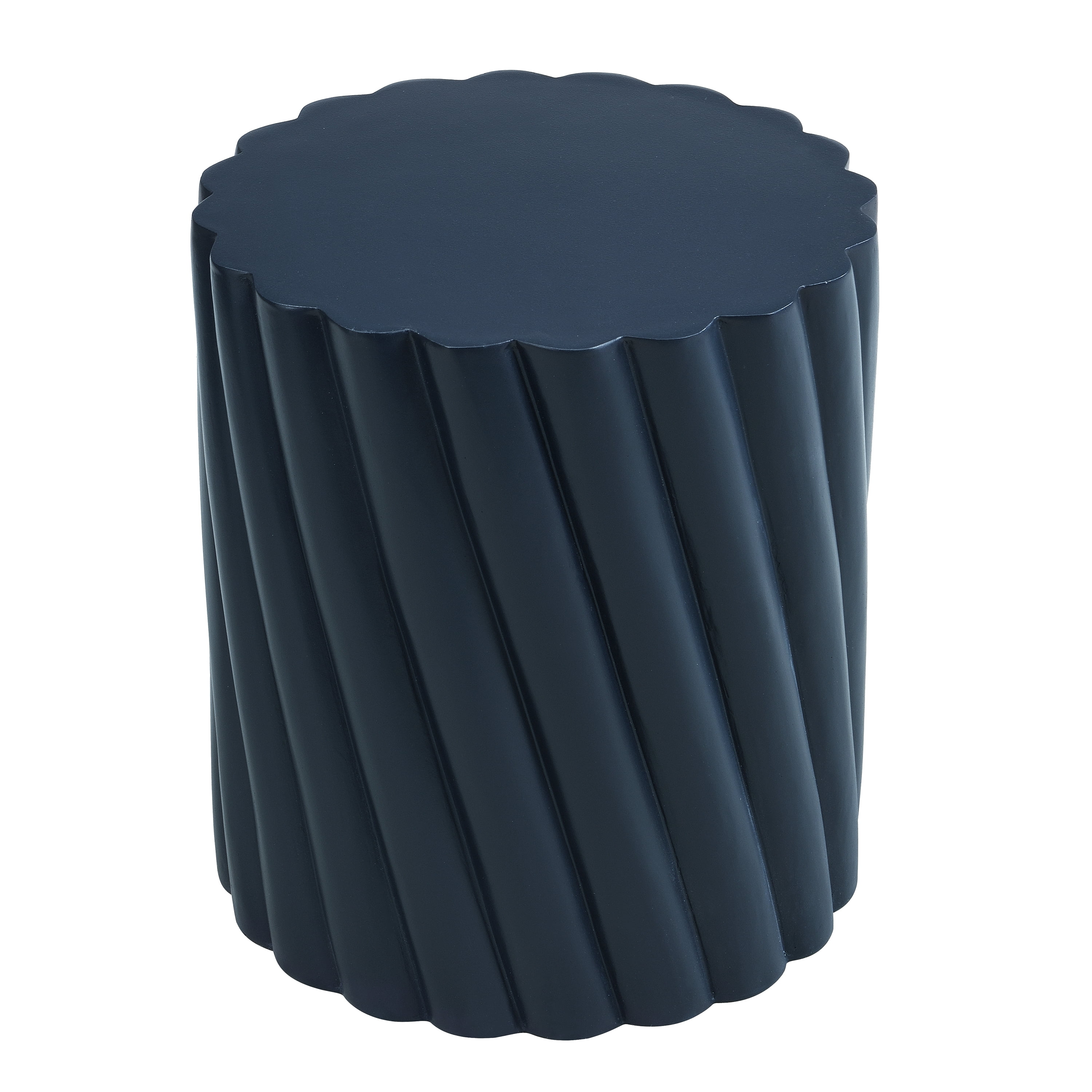 Table, Outdoor Navy Blue Fluted Design Table for Patio Balcony Garden, Navy Blue