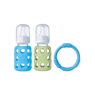 Lifefactory - 4-Glass Baby Bottle Starter Set Mint Blanket Blueberry Kale