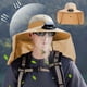 thumbnail image 1 of Sombrero de pescador solar con visera grande de verano, sombrero de pescador impermeable y de secado rápido con ventilador solar recargable, color caqui, 1 of 6