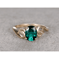 thumbnail image 2 of HeartsAndYou 2ct Natural Oval Green Emerald & Diamond Ring Leaf Design 14k SOLID Yellow Gold, 2 of 9
