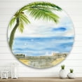 thumbnail image 2 of Designart 'Palm Beach Resort At Sunrise II' Nautical & Coastal Circle Metal Wall Art 36x36 - Disc of 36, 2 of 5