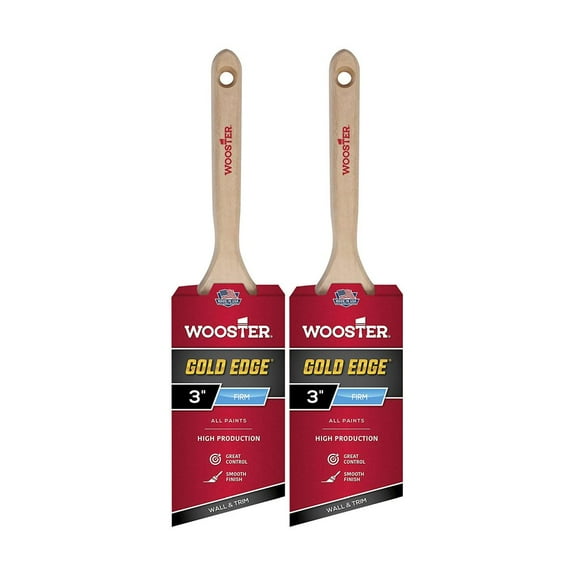 Wooster Genuine 3" Gold Edge Angle Sash Paintbrush 2-Pack, 5231-3-2PK