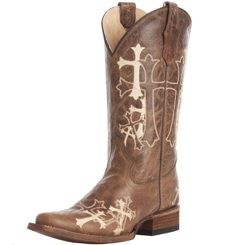 brown embroidered boots