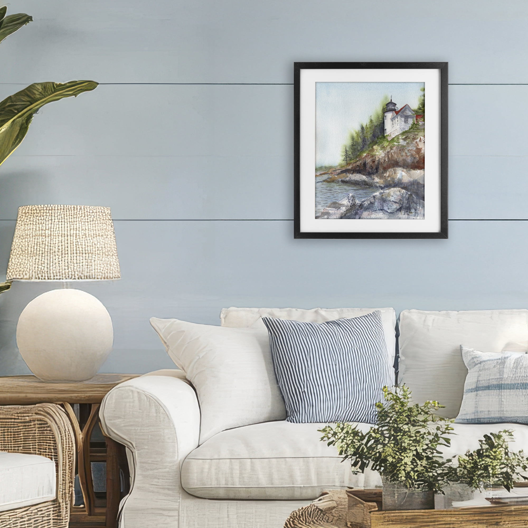 Stupell Industries Bass Harbor Lighthouse Black Framed Print Under Glass, design by Patti Bishop