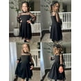 thumbnail image 3 of Oudiya Girls Mesh Puff Lantern Long Sleeve Black Dress Mock Neck Formal Party A Line Short Tulle Dress, 3 of 7