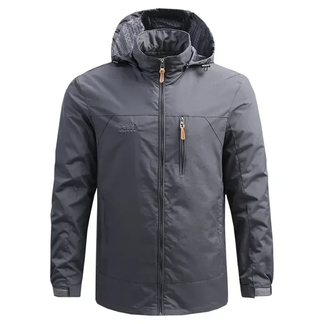 Chaqueta impermeable de senderismo para hombre, nueva chaqueta deportiva informal de otoño con capucha desmontable, para campo, escalada, viajes, cortavientos fino