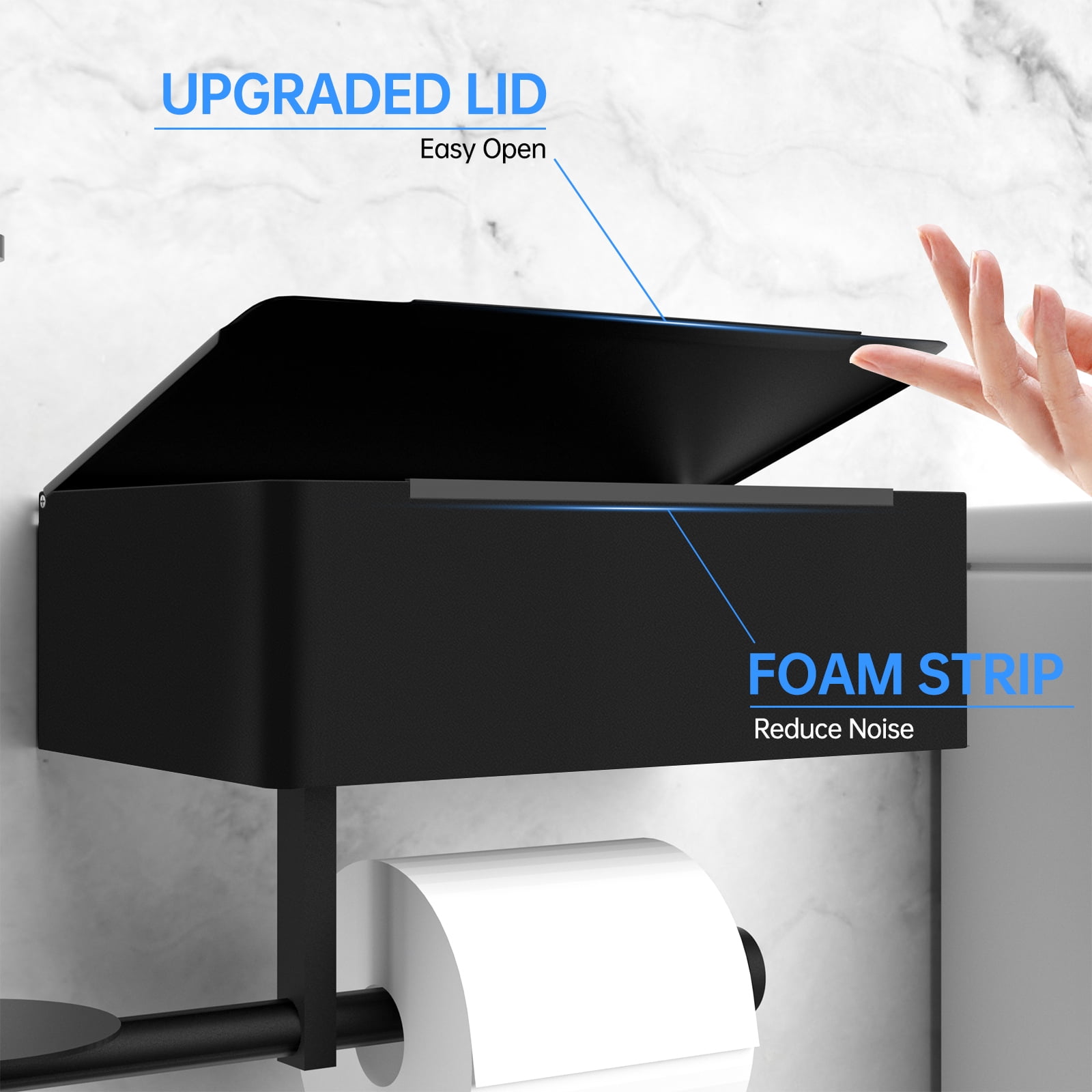 Goaxuzt Toilet Paper Holder Wall Mount Stainless Steel Shelf with Toilet Roll Storage & Wipes Dispenser for Bathroom