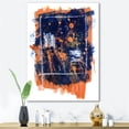 thumbnail image 2 of Designart ' Navy Blue and Orange Abstract ' Modern Canvas Wall Art Print, 2 of 4