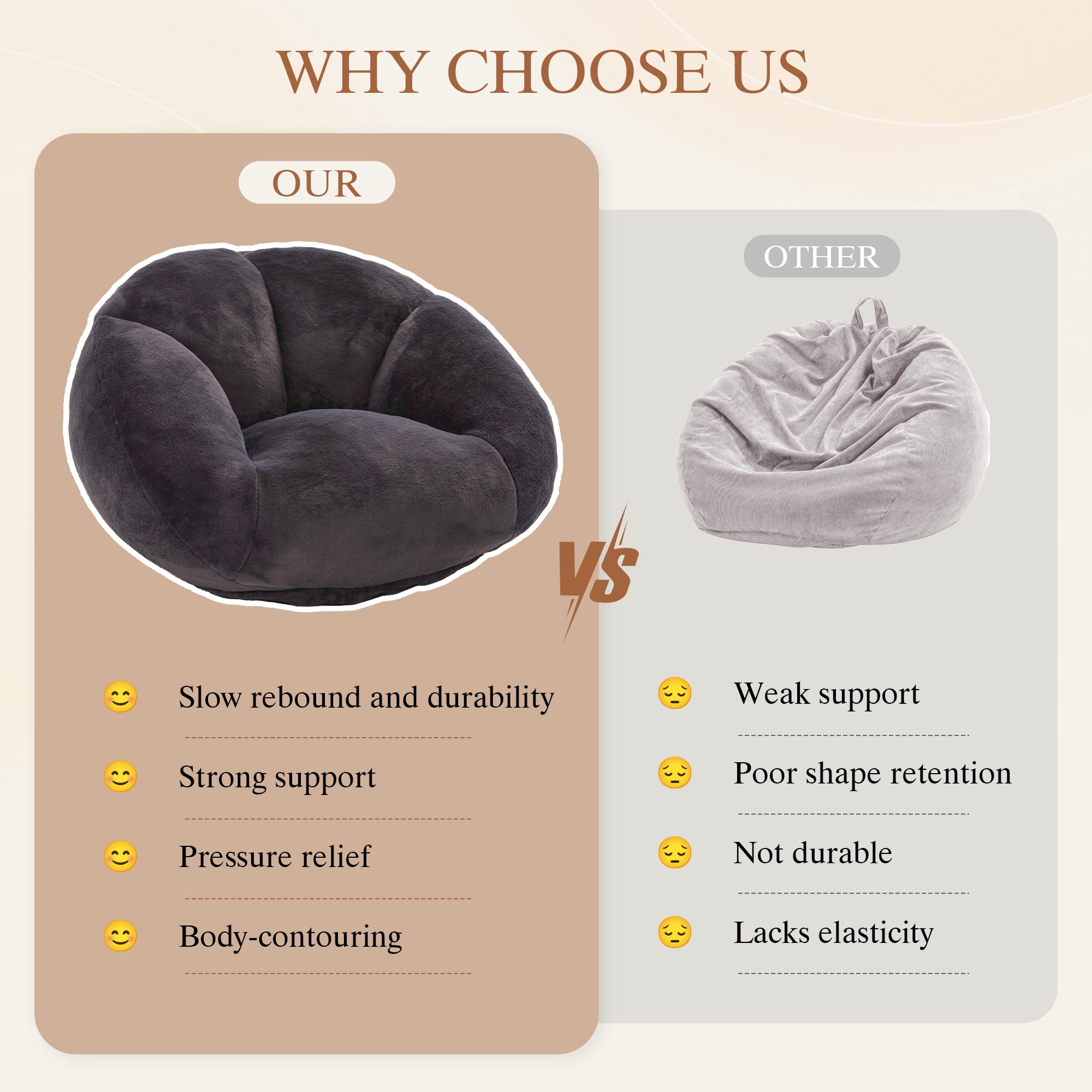 MOONMISS Oversized Bean Bag Chair for Adults,Memory Foam Lazy Sofa Chair with Soft Corduroy Cover,Comfy Floor Lounger for Living Room Bedroom Dorm