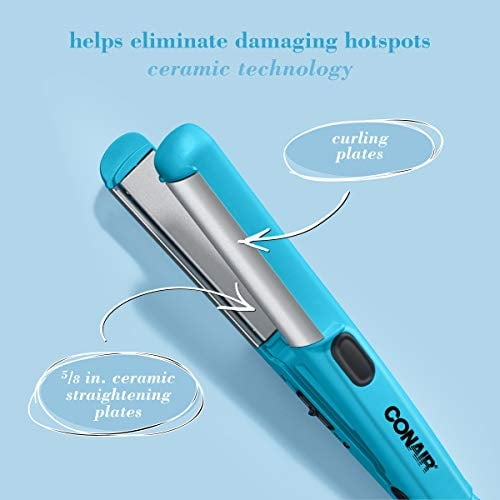Conair Mini Dual Deluxe Styler; Agregue rizos y ondas - o - enderezar; Perfecto para el estilo on-the-go