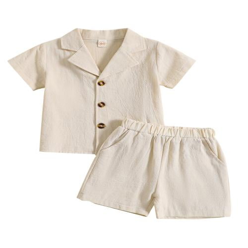 Qtinghua Toddler Baby Boy Girl Cotton Linen Outfits 2 Piece 