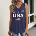 thumbnail image 6 of Iaqnaocc 250 Anniversary Usa Shirt Tank Tops for Women Sleeveless Summer Loose Fit V Neck Pleated Tank Tops Patriotic USA Flag Vintage Tee Tops Navy XXL, 6 of 6