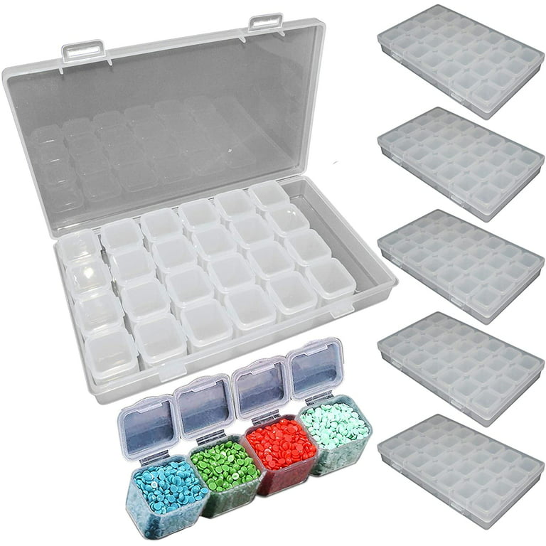 168 Slots 6 Pack 28 Grids Diamond Painting Boxes Plastic Organizer with  Label