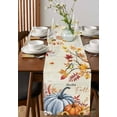 thumbnail image 2 of Orange Blue Pumpkin Fall Burlap Cotton Table Runner 14x72 Inches Long, Thanksgiving Leaves Bird Autumn Branch Farmhouse Table Runners, Outdoor Dining Tablecloths Decor for Baby Shower/Party/Wedding, 2 of 6