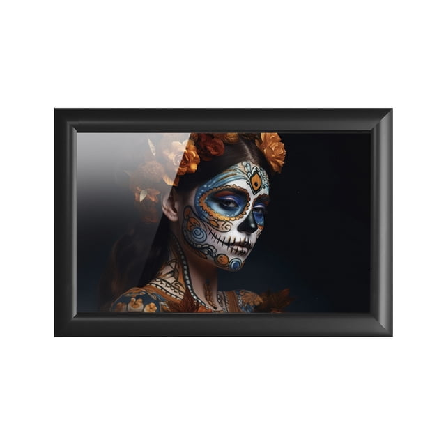 Cuadro Decorativo 89x59 cm Catrina Papel Metálico Textura Brillante