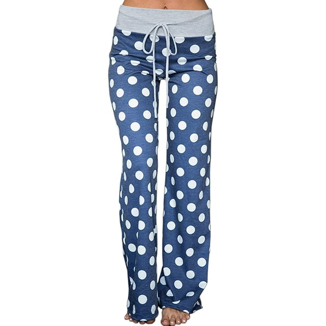 Women's High Waist Casual Floral Print Drawstring Wide Leg Pants