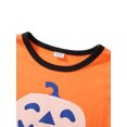 thumbnail image 4 of Argulvti Halloween Pajamas for Family Cute Pumpkin Pattern Long Sleeve Tops + Pants Set Fall Sleepwear, 4 of 7