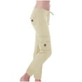 thumbnail image 1 of Yuyuzo Cargo Pants for Women High Waisted Drawstring Ribbed Knit Pants Summer Hiking Pants with Pockets, 1 of 6