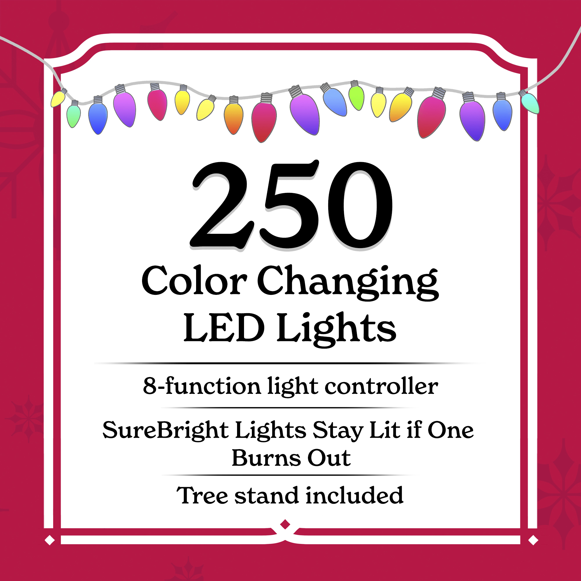 Holiday Time 6.5' Pre-Lit White Madison Pine Artificial Christmas Tree, Color-Changing LED Lights