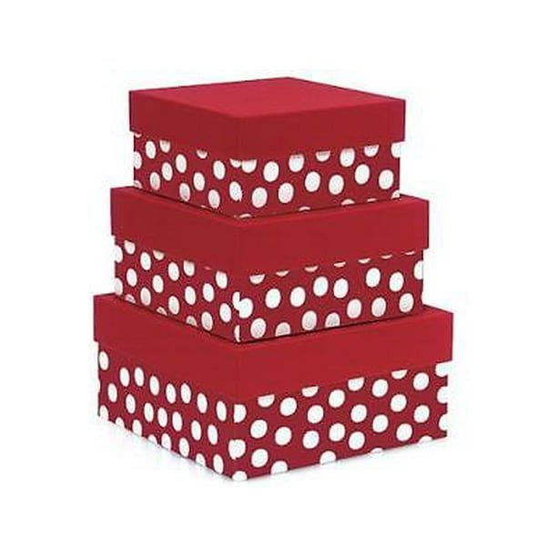 1 Unit Polka Dot Red Nested Boxeslarge 3 Piece Square Gift Boxes Unit Pack 1 Walmart Com Walmart Com