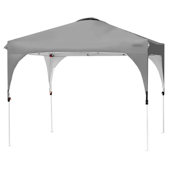 Costway 10x10 FT Outdoor Pop Up Tent Canopy Height Adjustable Sun Shelter W/ Roller Bag Grey
