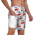 thumbnail image 2 of Balery Cartoon Helicopter Mens Swim Trunks Swim Shorts for Men Quick Dry Inseam Beach Shorts with Compression Liner Pocket-Small, 2 of 9