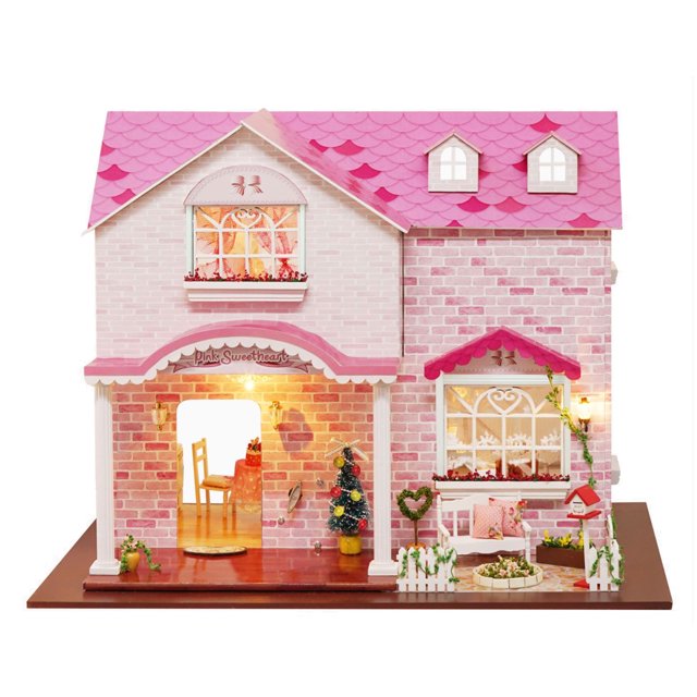Ymiko DIY House Toy, Unique Simulation 40x27.5x32cm 40x27.5x32cm House Assembly Model, Wooden For Gift Giving Home Display Toy Gift Collection