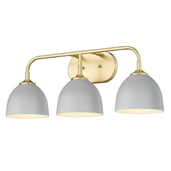 3 Light Vanity Light in Sturdy Style 9.5 inches High By 24.5 inches Wide-Olympic Gold Finish-Matte Gray Shade Color Bailey Street Home 170-Bel-4442531