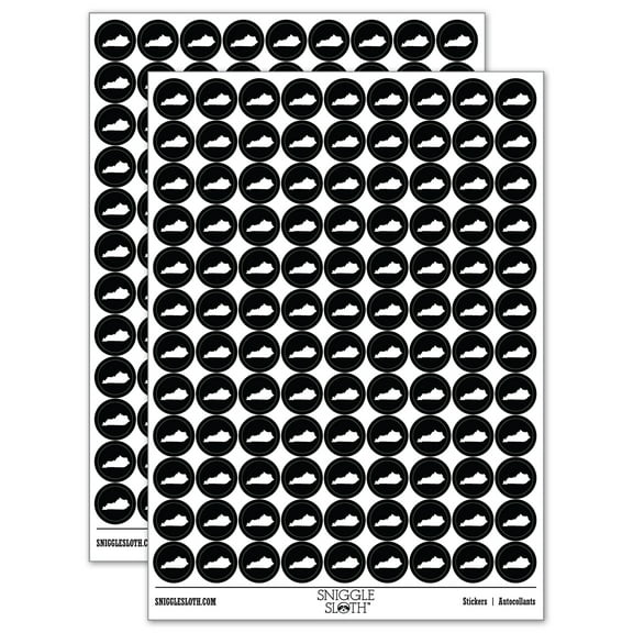 Kentucky State Silhouette 200  Round Stickers - Black - Gloss Finish - 0.50" Size