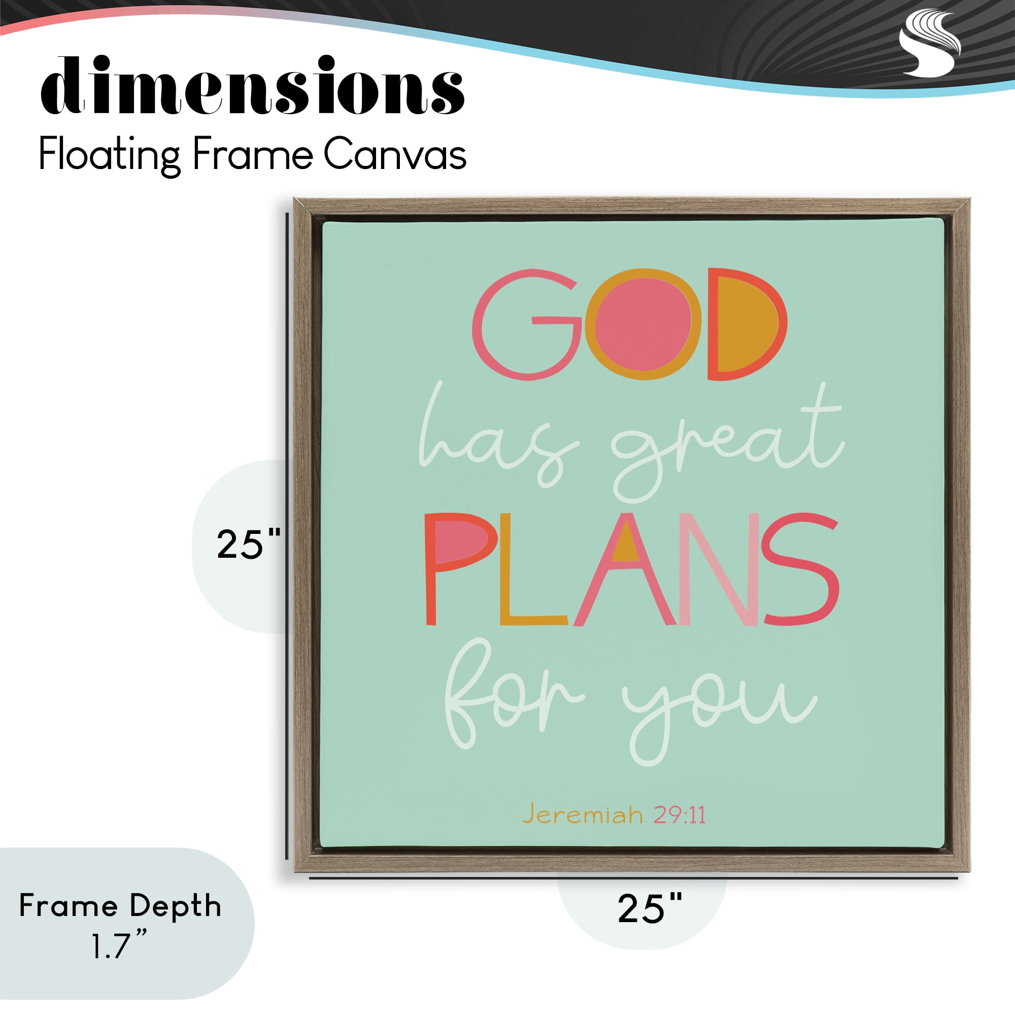 Stupell Industries Green God's Plans For You Brown Framed Floater Canvas Wall Art, design by SD Graphics Studio