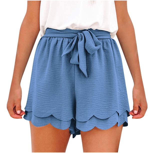 Pantalones cortos de chándal de moda para mujer, pantalones cortos de cintura alta sólidos sueltos informales de verano Fridja fhjkhfk459503