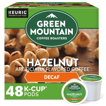 Green Mountain Coffee Hazelnut Decaf, Light Roast, 48 K-Cup Pods