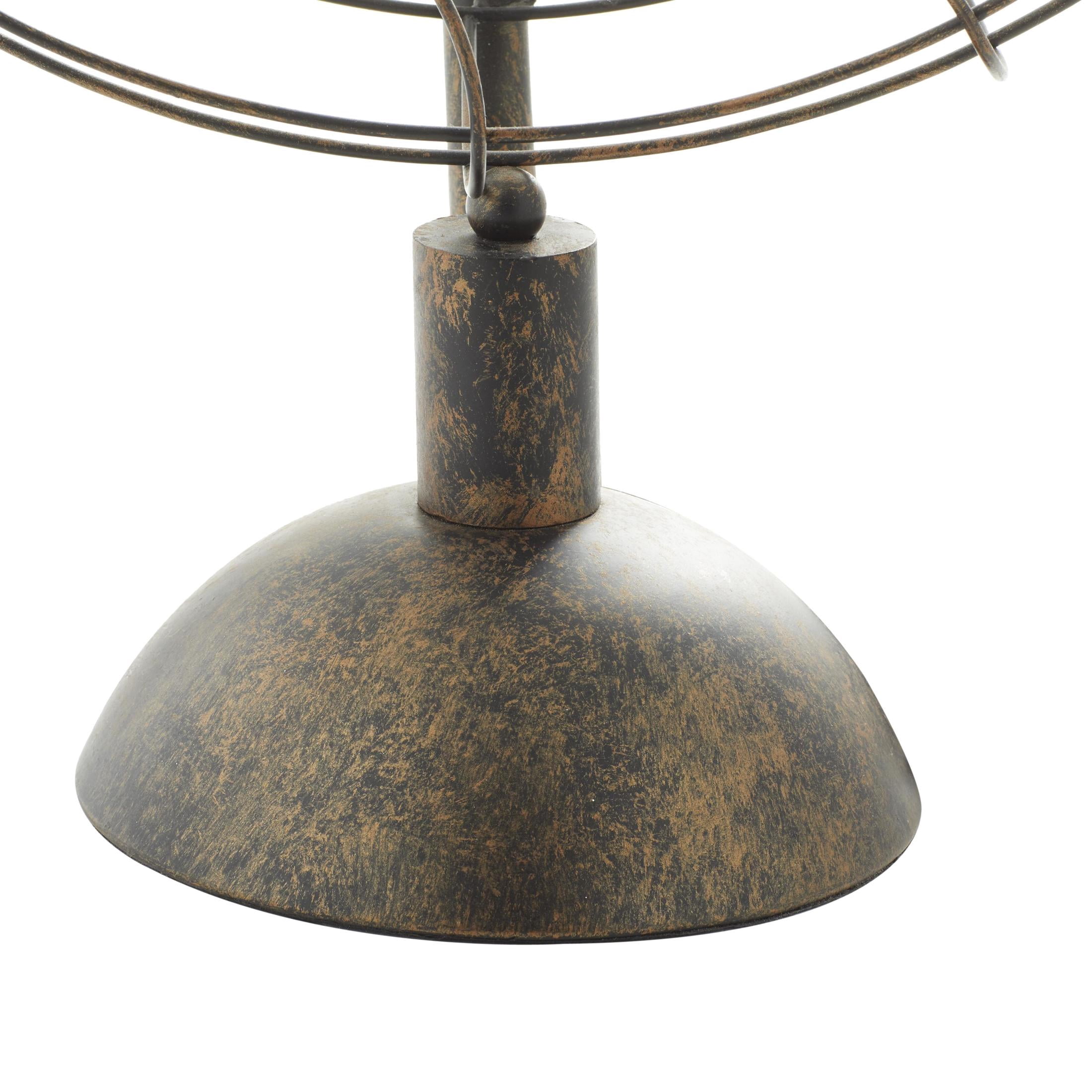 DecMode 24" 5 Light Vintage Fan Bronze Accent Lamp with Black Metal Shade
