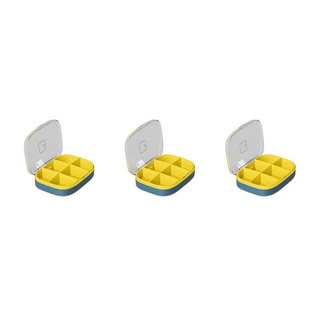 Caja de pastillas Cateissary Contenedores de viaje portátiles Dispensador de almacenamiento de tabletas Azul oscuro seis celdas