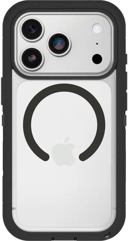 OtterBox iPhone 17 Pro (Only) Bundle: Defender Series XT Clear Case & Screen Protector - Dark Side (Clear/Black) - Snaps on MagSafe - Tough - Rugged & Durable - Non-Retail Packaging