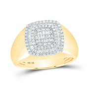 The Diamond Deal 10kt Yellow Gold Mens Baguette Diamond Square Ring 3/4 Cttw