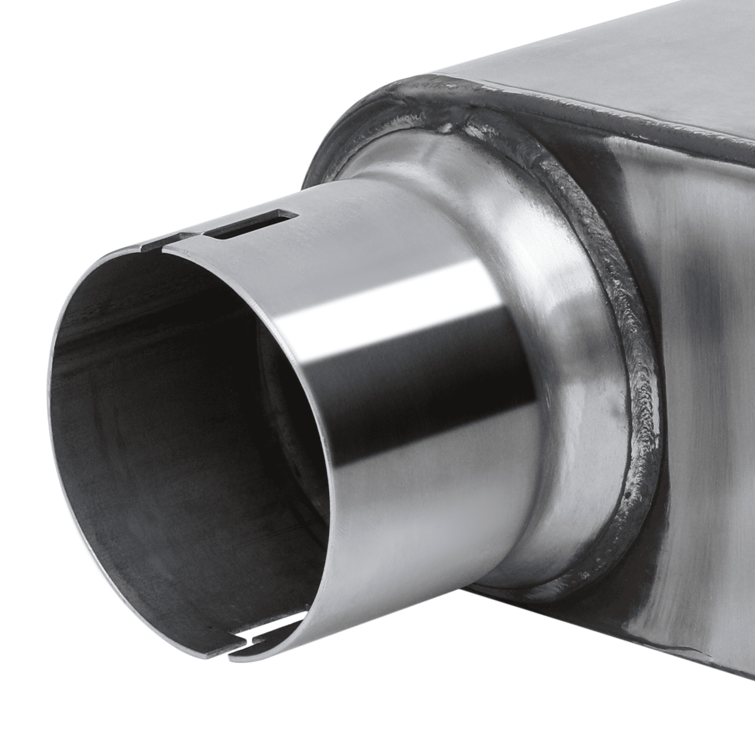 M-AUTO 2.25 Inch Inlet/Outlet 1Pair Chambered Exhaust Muffler Straight-Through Stainless Steel Round Tip,Chrome